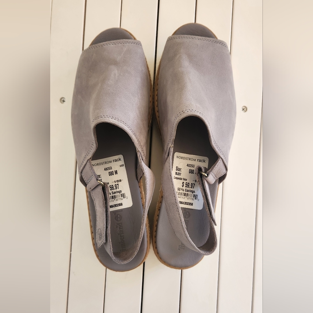 Timberland gray leather slingback sandal for woman. Size:8 color: gray